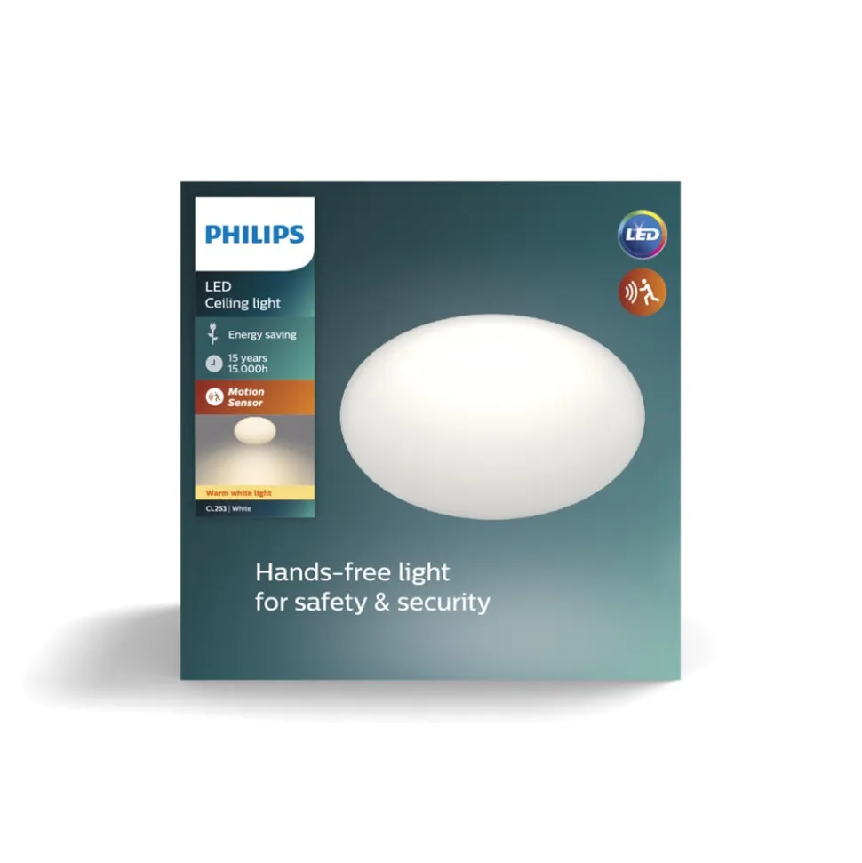 Philips Plafondlamp Shan CL253 Wit Rond 12W IP20 Sensor Ø26cm