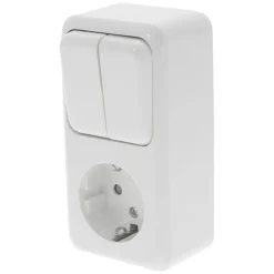 Q-Link Combinatiecontactdoos Serieschakelaar Opbouw Polarwit Randaarde