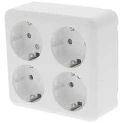 Q-Link Contactdoos Opbouw 4-Voudig Polarwit Randaarde