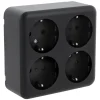 Q-Link Contactdoos Opbouw 4-Voudig Randaarde Zwart