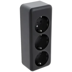 Q-Link Contactdoos Opbouw 3-Voudig Randaarde Zwart