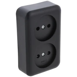 Q-Link Contactdoos Opbouw 2-Voudig Kinderbeveiliging Zwart