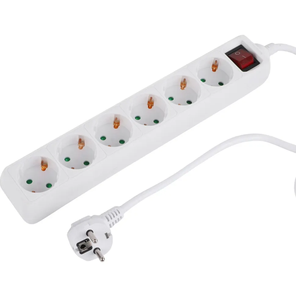 Q-Link Stekkerdoos 6-Voudig Wit Randaarde 2300W 3x1,5mm2 1,5m