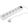 Q-Link Stekkerdoos 6-Voudig Wit Randaarde Met Schakelaar  3x1,5mm2 5m