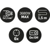 Q-Link Stekkerdoos 6-Voudig Zwart Randaarde 3680W 3x1,5mm2 1,5m