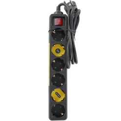 Q-Link Stekkerdoos 6-Voudig Zwart Randaarde 3680W 3x1,5mm2 1,5m
