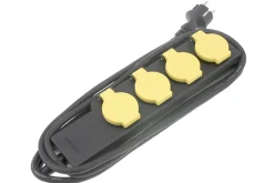 Q-link Tafeldoos 4-voudig randaarde langwerpig met kabel 3m Zwart