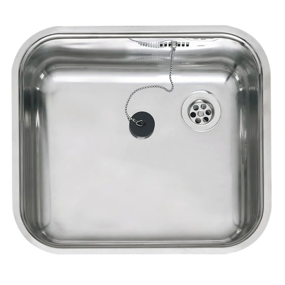 Reginox Spoelbak B2814RLU02GDS RVS 40x35cm enkel vierkant opbouw afvoer 50 cm