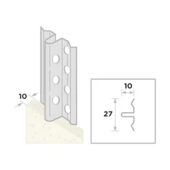 Ripstaal Afreiprofiel 1105W Aluzink Wit Stucdikte 10mm 300cm