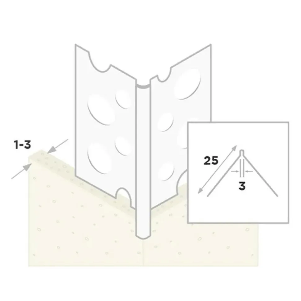 Ripstaal Hoekprofiel 1029W Plus Aluzink Wit Stuckdikte 1-3mm