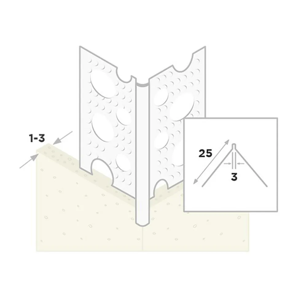 Ripstaal Hoekprofiel 1029W Plus Aluzink Wit Stuckdikte 1-3mm