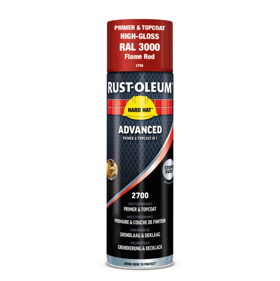 Rust-Oleum Hard Hat Advanced Hoogglans RAL3000 Vuurrood 500ml