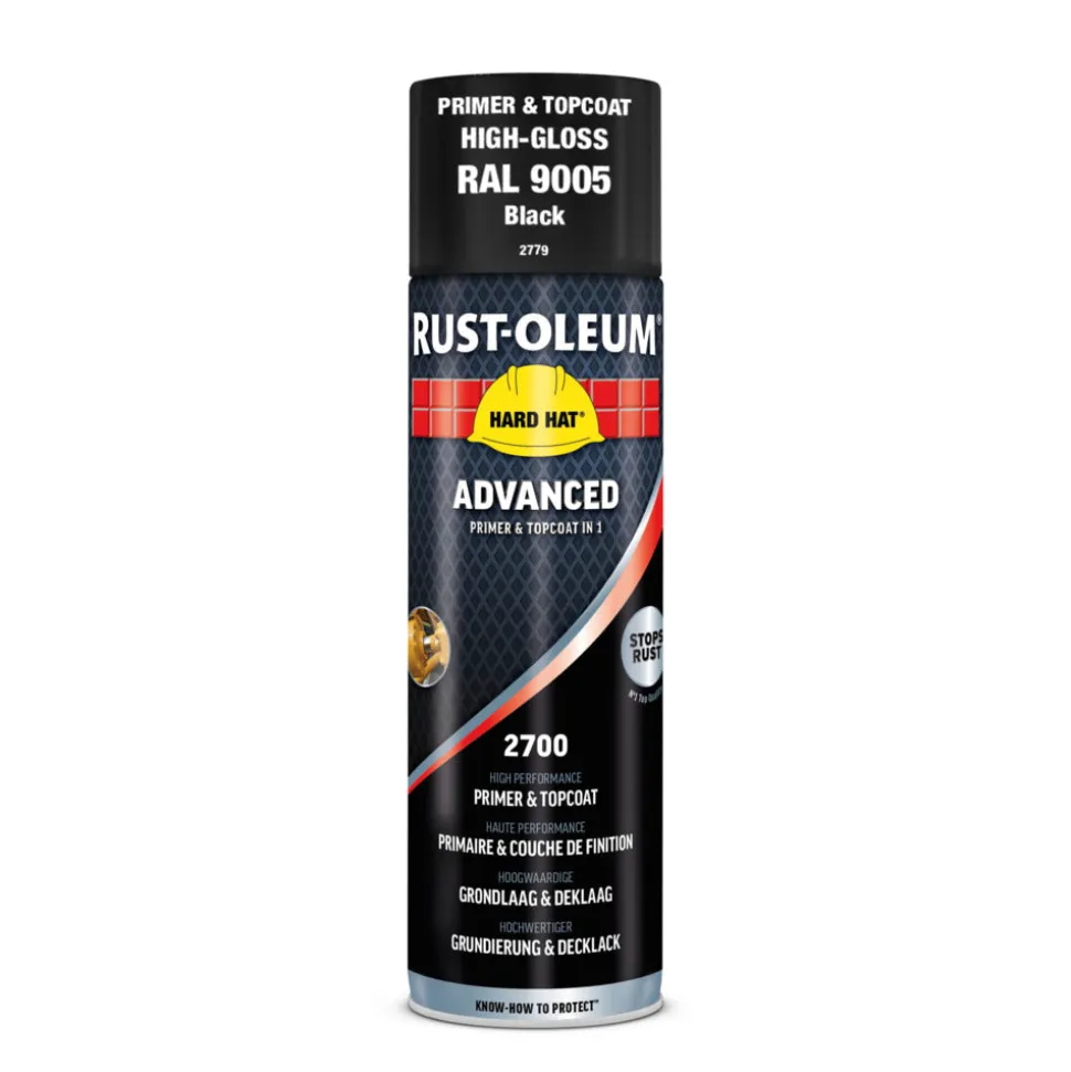 Rust-Oleum Hard Hat Advanced Hoogglans RAL9005 Gitzwart 500ml