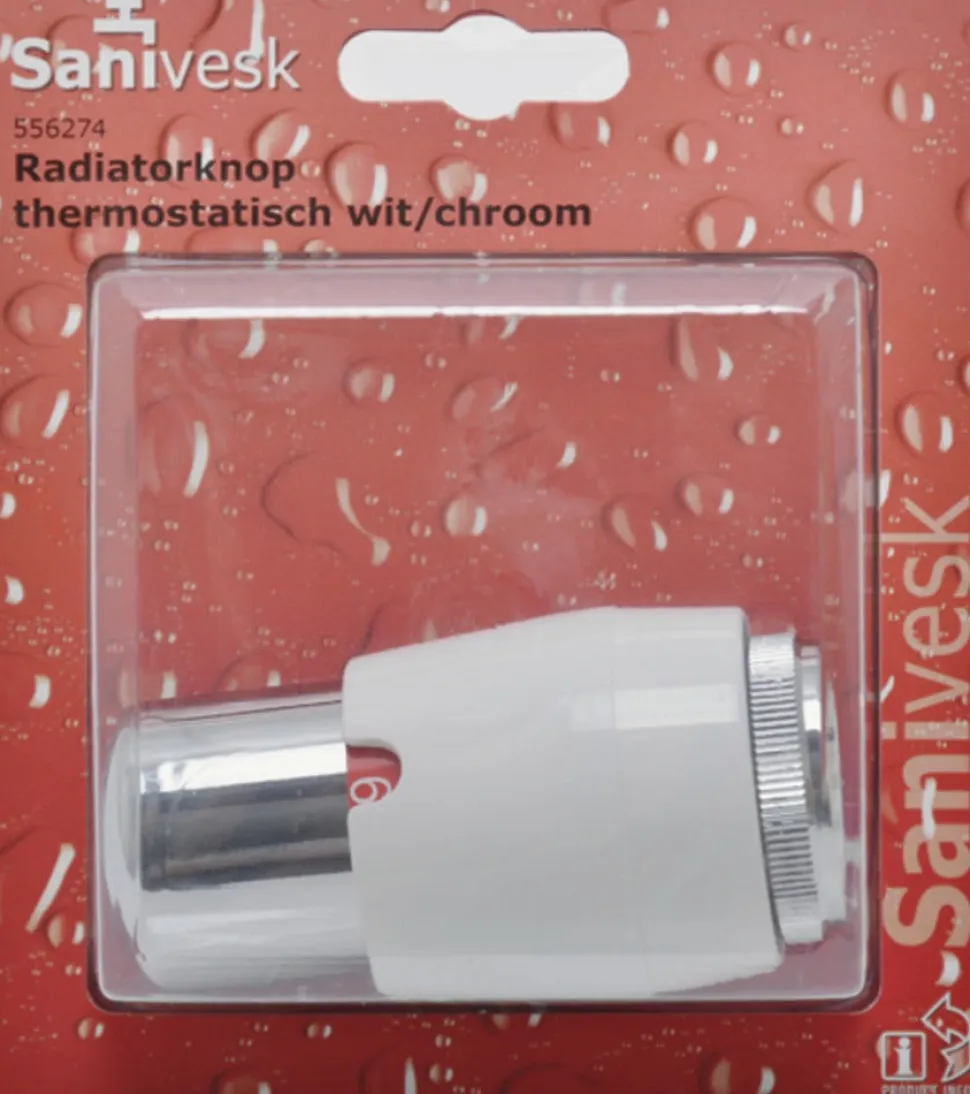 Sanifit Thermostatische Radiatorknop Wit/Chroom