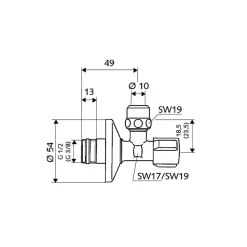 Schell Hoekregelkraan 1/2 x 3/8 met ASAG ring