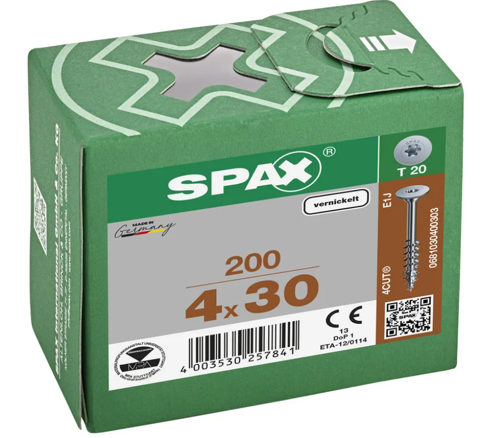 SPAX Corpusschroef Vernikkeld Deeldraad T20 200st