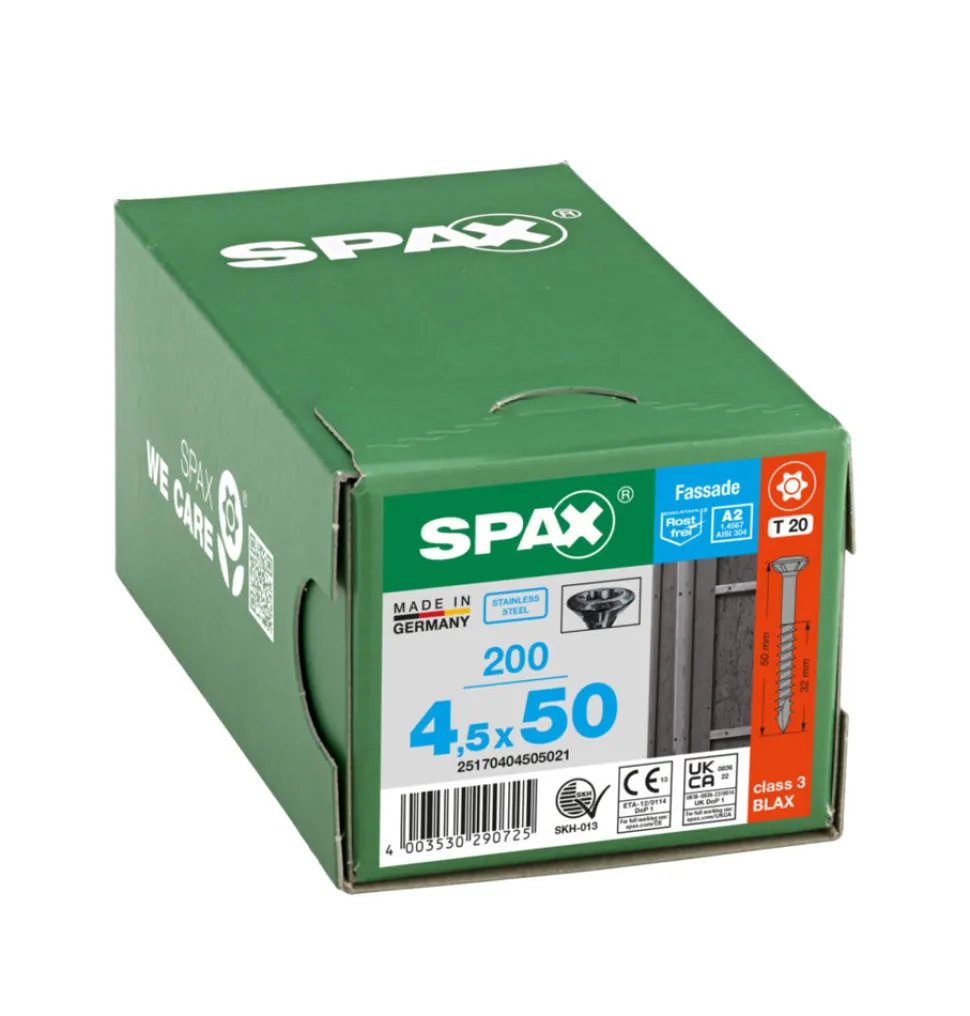 SPAX Gevelschroef RVS A2 VK Deeldraad Zwart T20