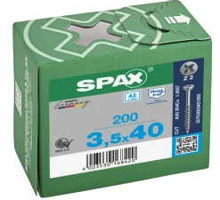 SPAX Glaslatschroef RVS VK 3,5x40mm Deeldraad PZ2 A2 200st