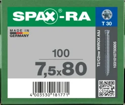 SPAX Kozijnschroef Verzinkt CK Voldraad T30 100st