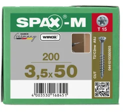 SPAX MDF Schroef Verzinkt VK Deeldraad 200st
