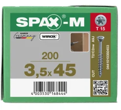 SPAX MDF Schroef Verzinkt VK Deeldraad 200st