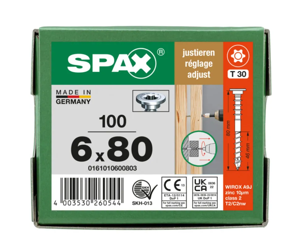 SPAX Stelschroef Verzinkt PK Deeldraad T-STAR Plus T30 100st