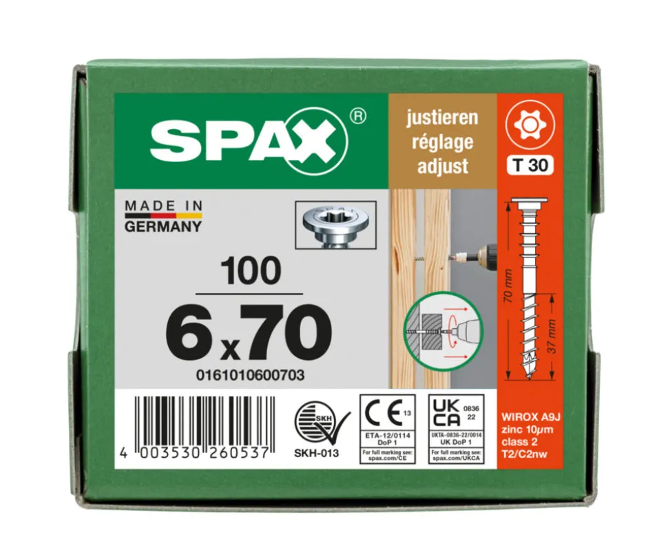 SPAX Stelschroef Verzinkt PK Deeldraad T-STAR Plus T30 100st