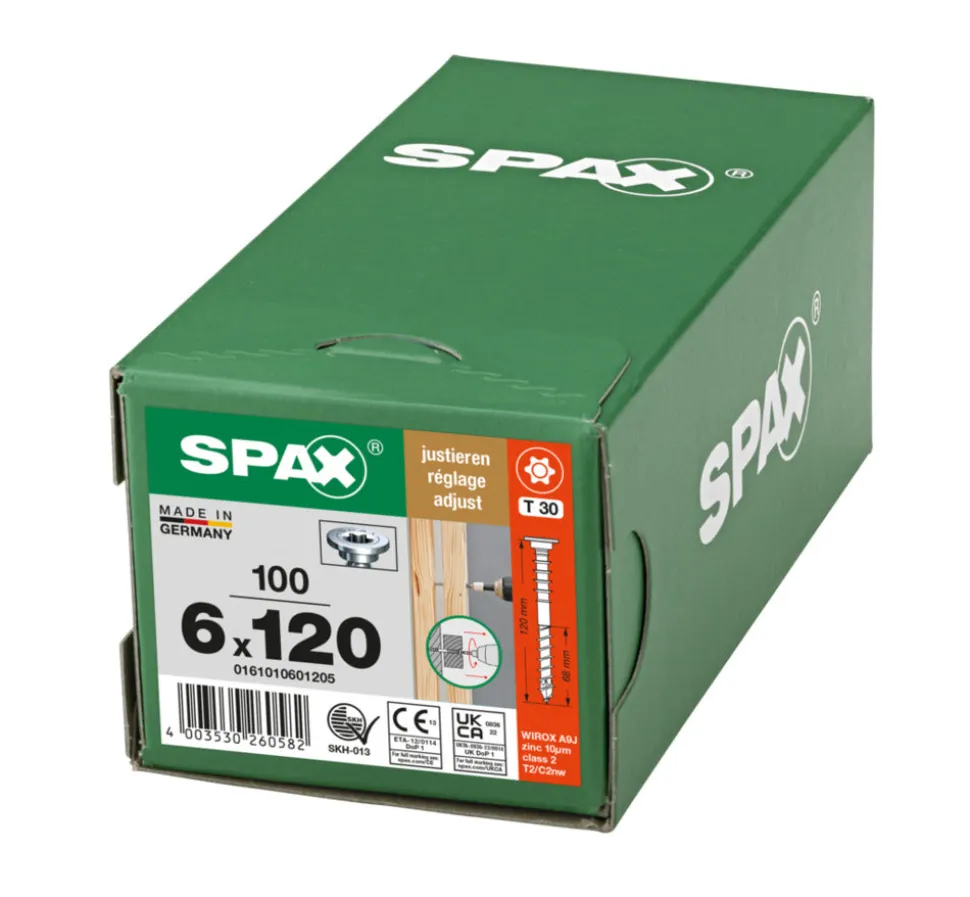 SPAX Stelschroef Verzinkt PK Deeldraad T-STAR Plus T30 100st