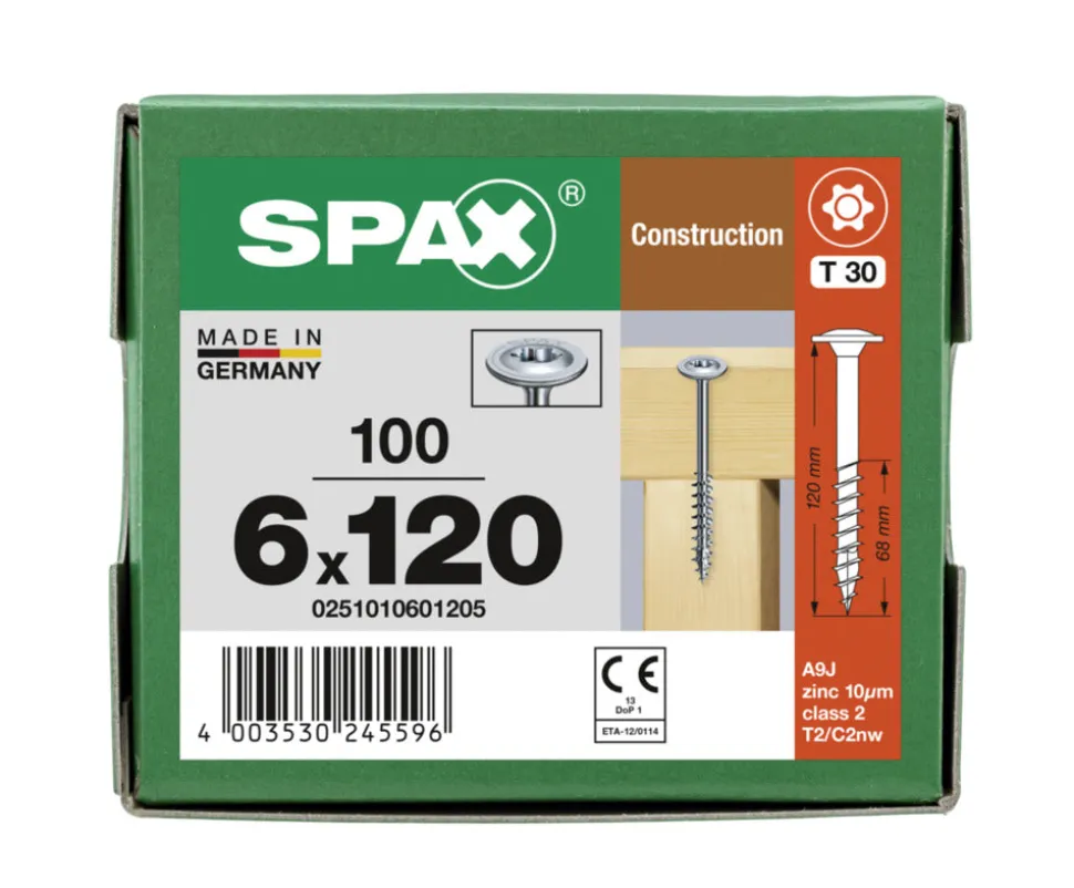 SPAX Tellerkopschroef Verzinkt DK Deeldraad T30 100st