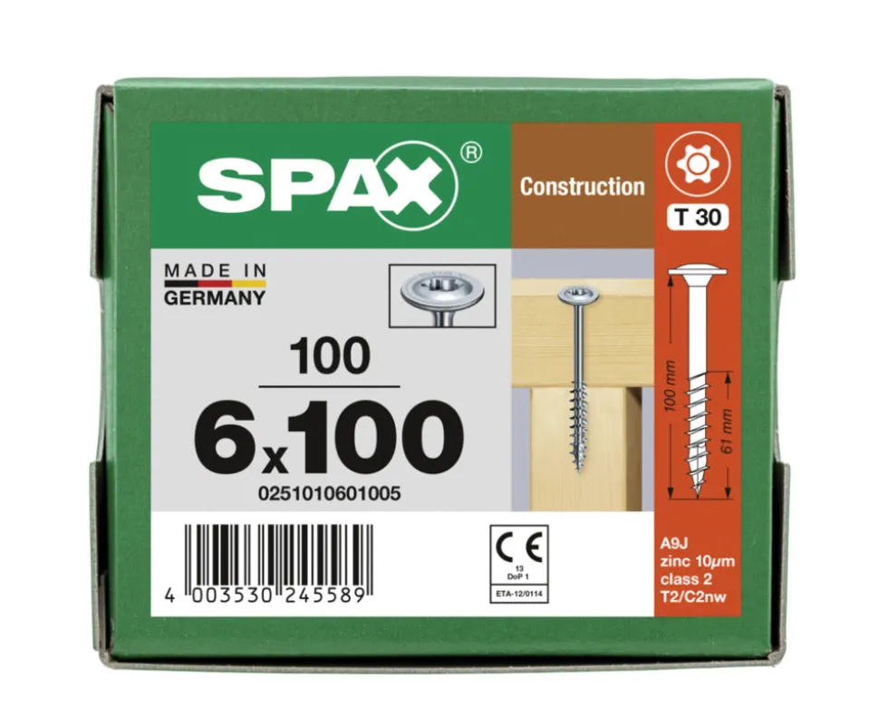 SPAX Tellerkopschroef Verzinkt DK Deeldraad T30 100st