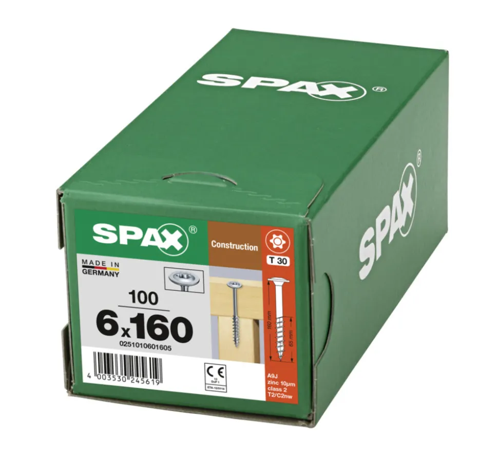 SPAX Tellerkopschroef Verzinkt DK Deeldraad T30 100st