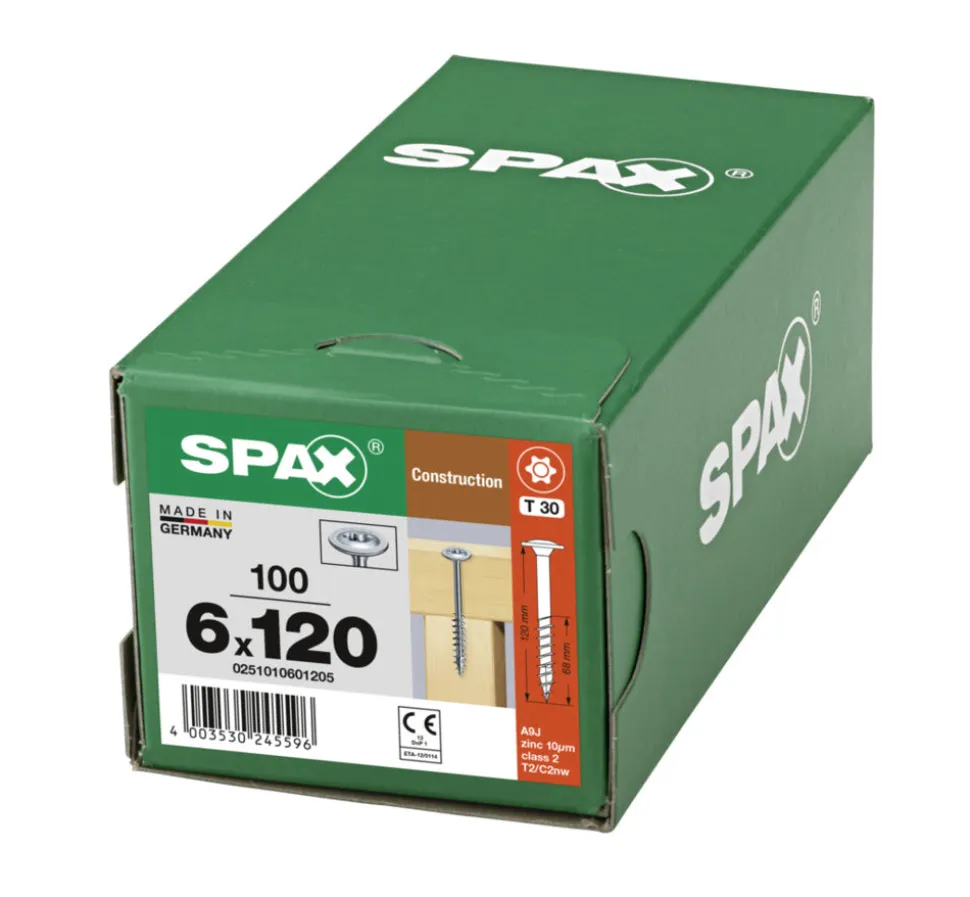 SPAX Tellerkopschroef Verzinkt DK Deeldraad T30 100st