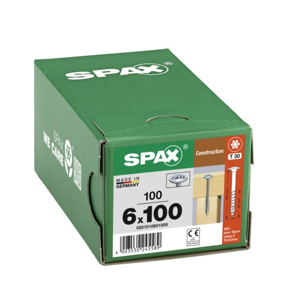 SPAX Tellerkopschroef Verzinkt DK Deeldraad T30 100st