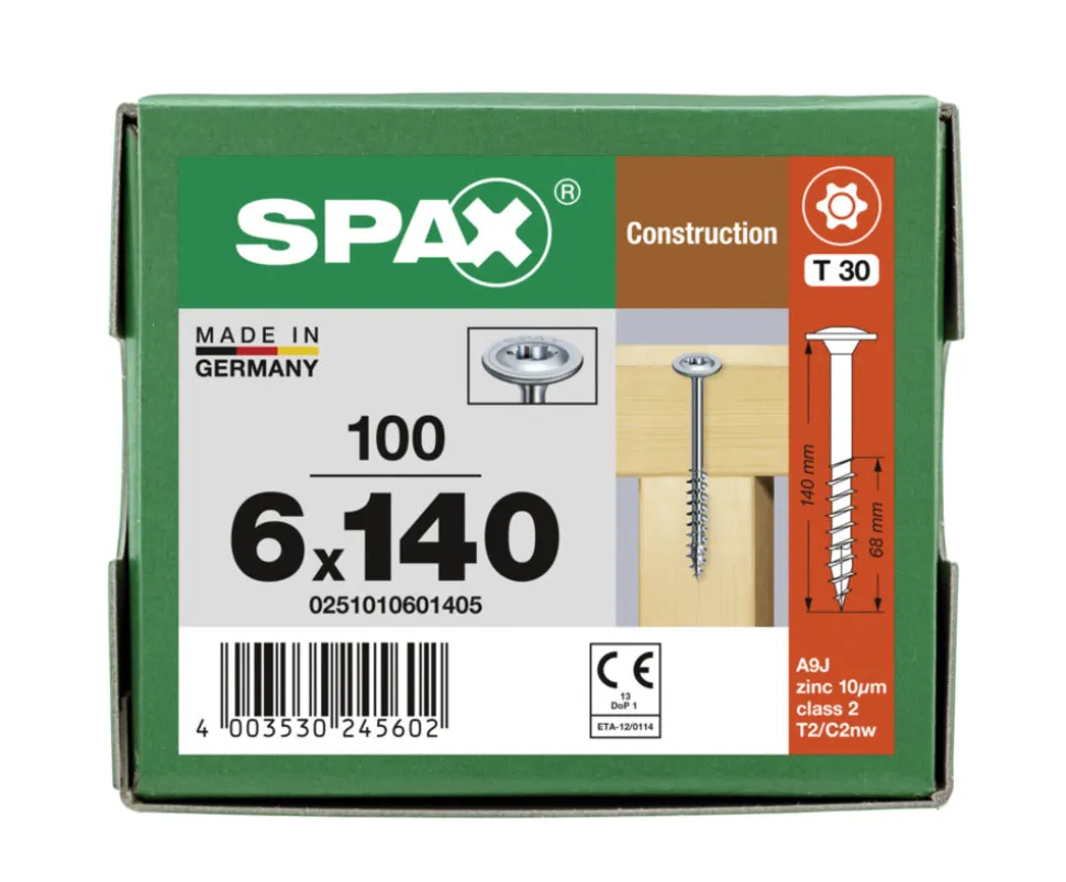 SPAX Tellerkopschroef Verzinkt DK Deeldraad T30 100st