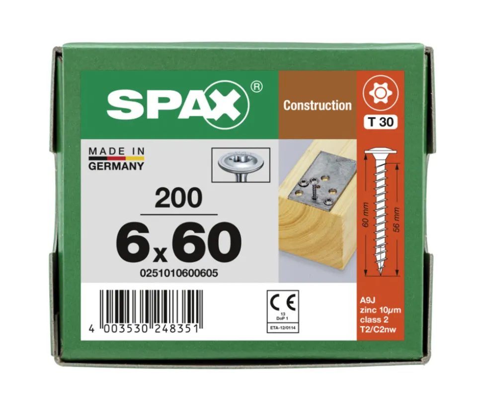 SPAX Tellerkopschroef Verzinkt DK Voldraad T30