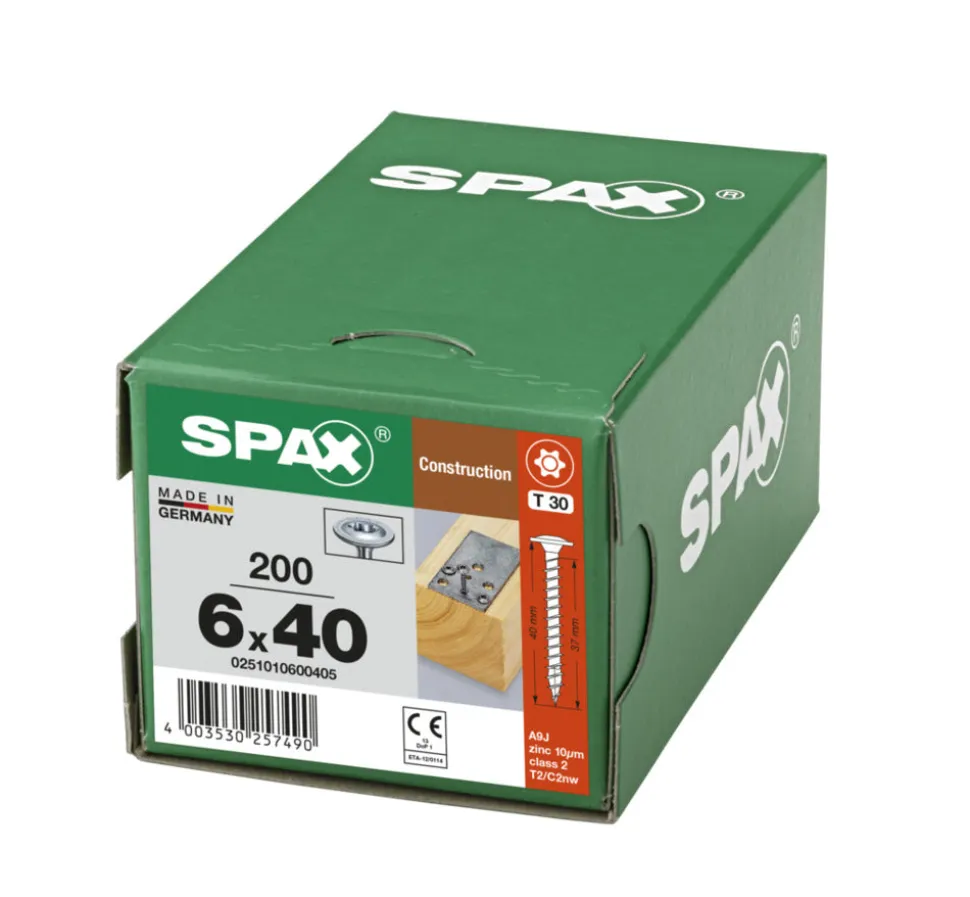 SPAX Tellerkopschroef Verzinkt DK Voldraad T30