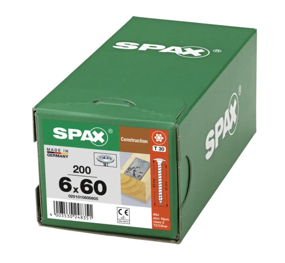SPAX Tellerkopschroef Verzinkt DK Voldraad T30