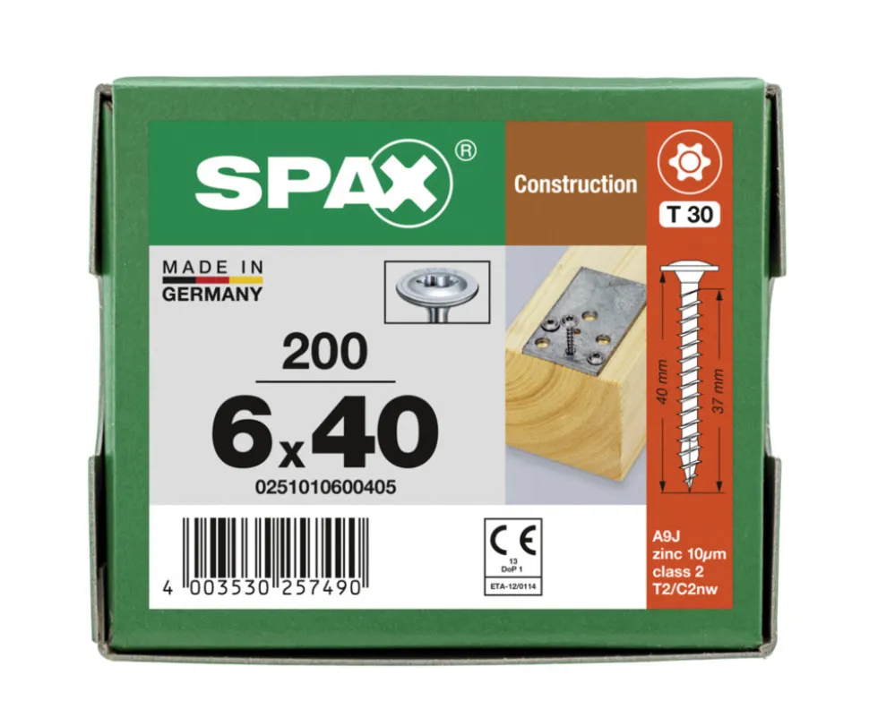 SPAX Tellerkopschroef Verzinkt DK Voldraad T30