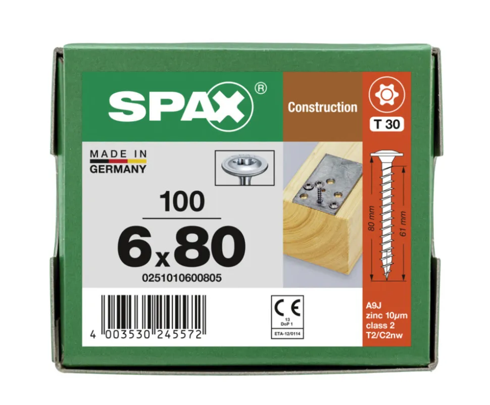 SPAX Tellerkopschroef Verzinkt DK Voldraad T30