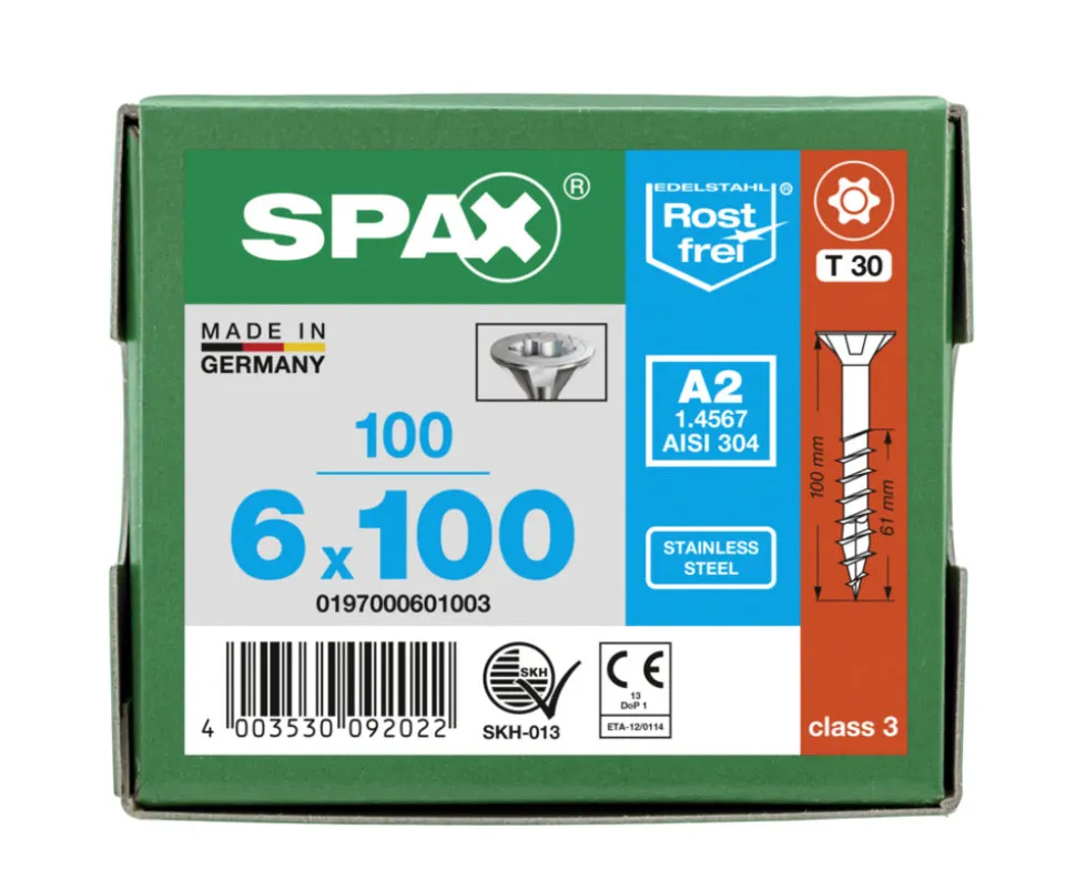 SPAX Universele Schroef RVS A2 VK Deeldraad