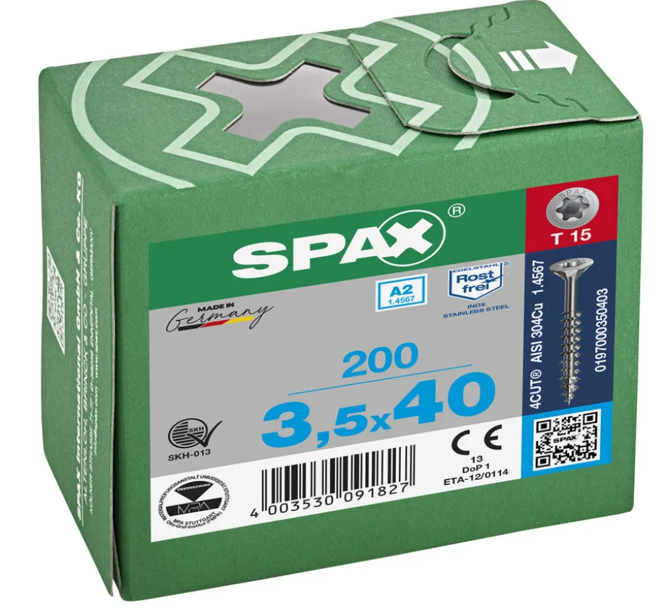 SPAX Universele Schroef RVS A2 VK Deeldraad