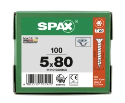 SPAX Universele Schroef Verzinkt VK 5x80mm Voldraad T-STAR Plus T20 100st
