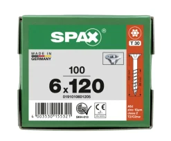 SPAX Universele Schroef Verzinkt VK 6x120mm Deeldraad T-STAR  Plus T30 100st