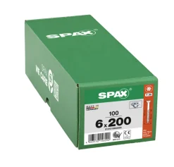 SPAX Universele Schroef Verzinkt VK 6x200mm Deeldraad T-STAR Plus T30 100st