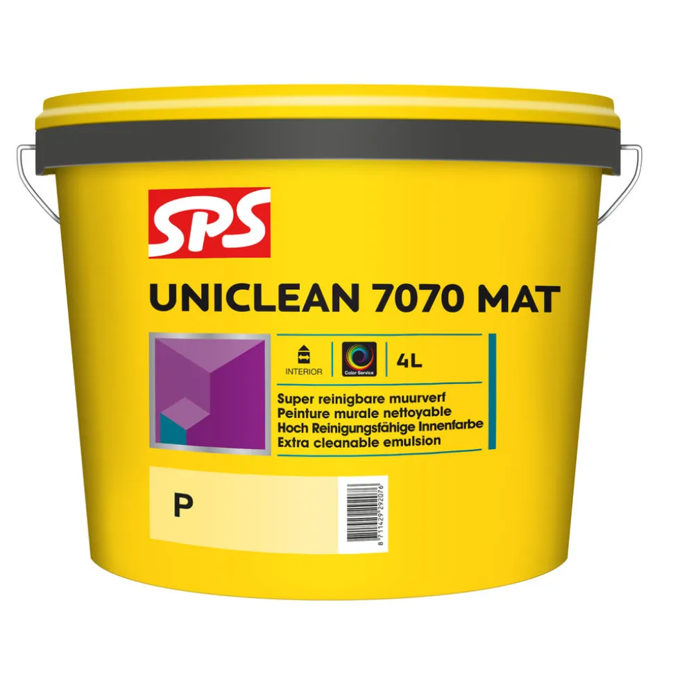 SPS Muurverf Uniclean 7070 Mat Wit/Mengbasis P 4L