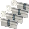 StarX Profielcilinder Vernikkeld 60mm Gelijksluitend SKG2 4stuks