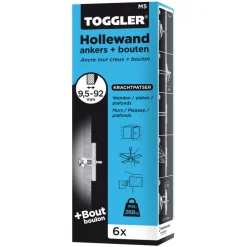 Toggler Hollewandanker Met Bout Plaatdikte 10-92mm M5 6st