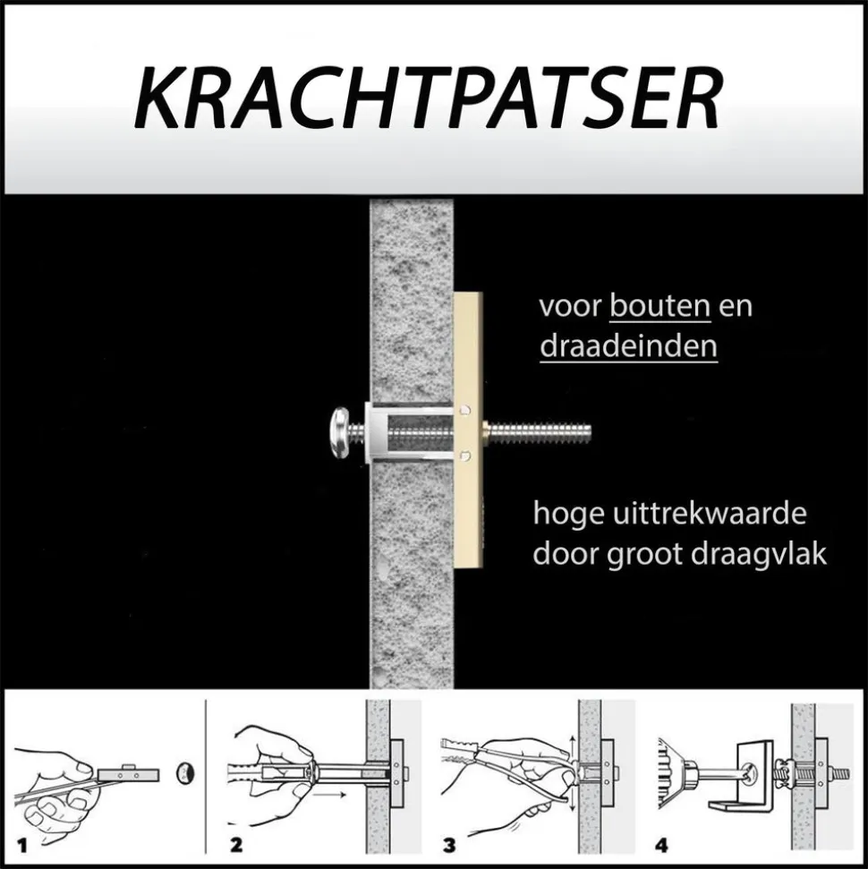 Toggler Hollewandanker Met Bout Plaatdikte 10-92mm M5 6st