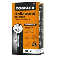 Toggler Hollewandplug TB Polypropyleen Wanddikte 9-13mm 40st