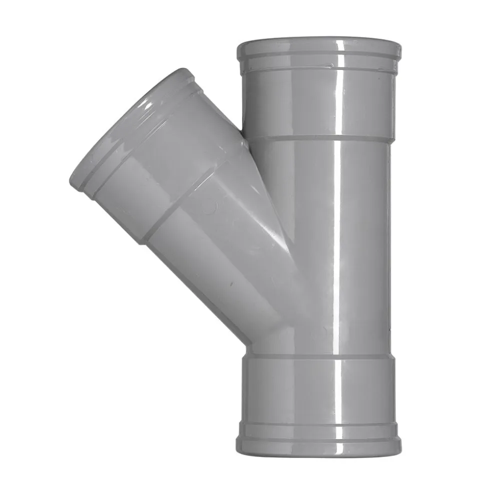 T-Stuk PVC 3x manchetmof Ø 125x125 mm 45° KOMO-keur